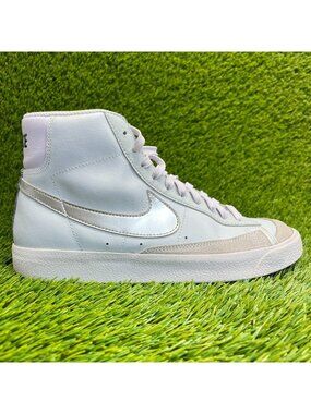 Nike Blazer Mid '77 Girls Size 7Y White Silver Pink Walking Shoes Sneakers